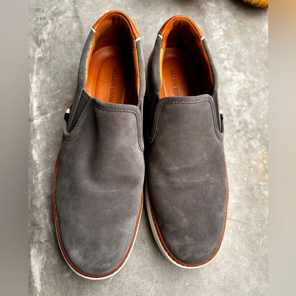Allen Edmonds Randolph Slip-On Loafers – Gray Suede & Leather Trim – Men’s 9 3E